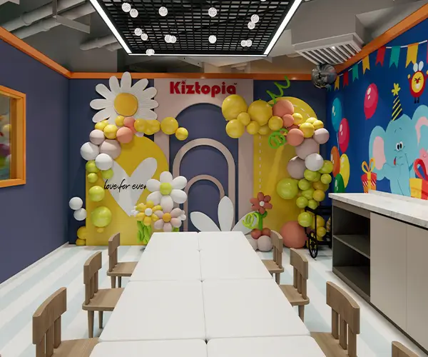 Dining Area with balloons on walls